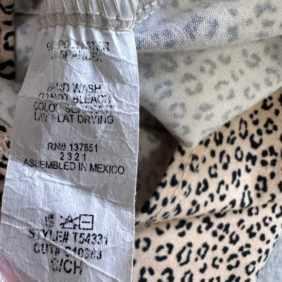 Gaze Leopard Print Bodysuit Womens Small Tan/Black Mock Neck Long Sleeves Snap - Picture 7 of 7